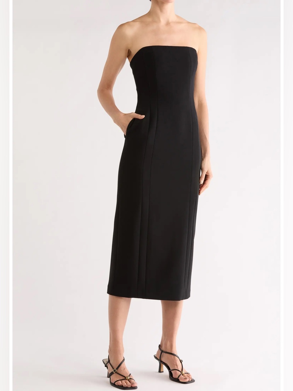 A.L.C. Elizabeth Strapless Black Midi Dress - Sleek Cocktail Dress